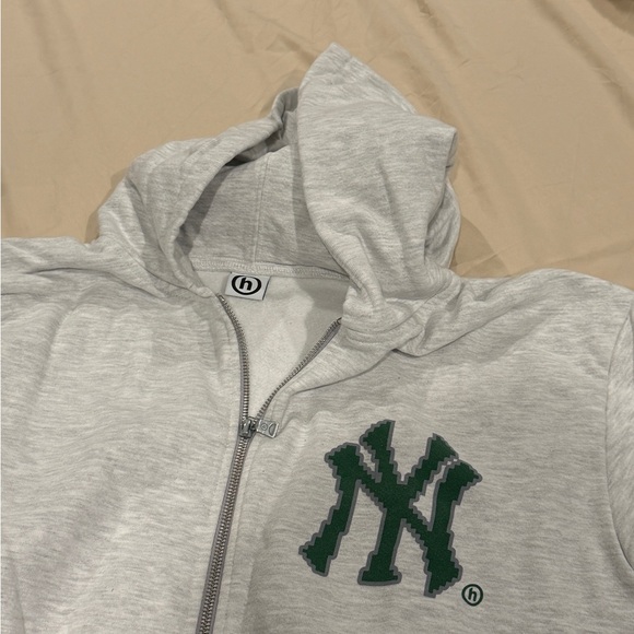 Hidden Gray Hoodie with Green Logo L
